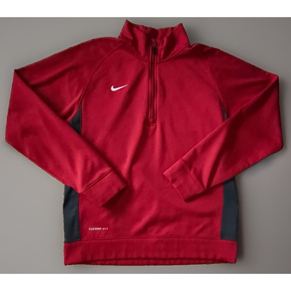 Nike Therma-fit Long Sleeve Quarter Zip Shirt Embroidered Logo Red Large JBHS